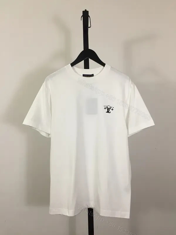 Minimalist White Tee: Subtle LV-Inspired Emblem, Premium Cotton Blend — view 1