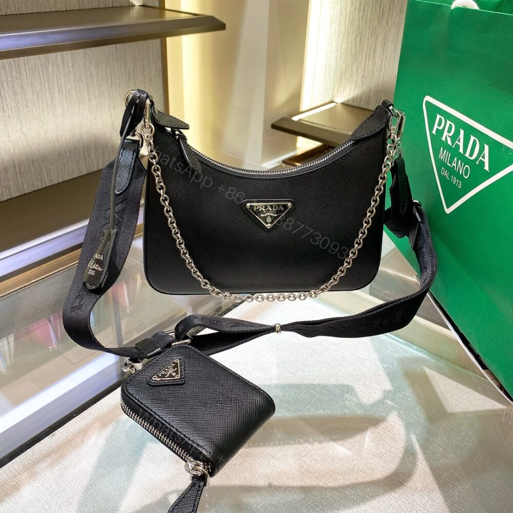 View 2 of Prada Re-Edition 2005 Saffiano Bag Black 22cm