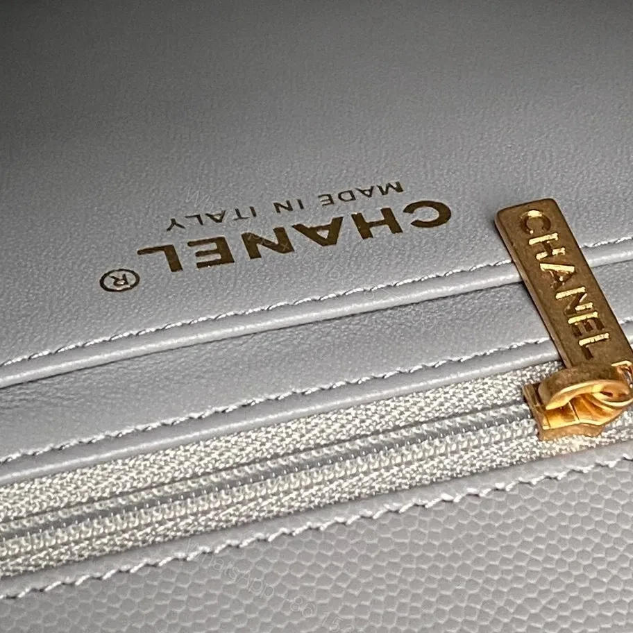View 9 of Gray Quilted Crossbody — Gold Chain, Turn-Lock, Everyday Luxury