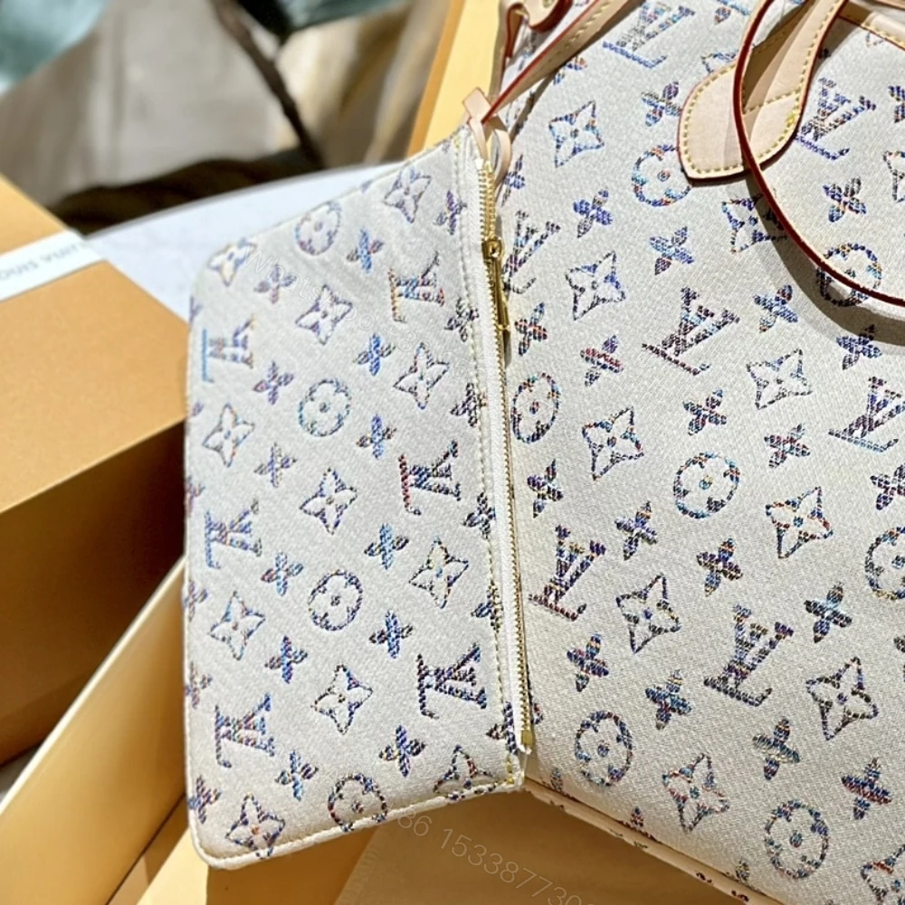 View 6 of Louis Vuitton Neverfull MM Monogram Jacquard Fabric Multicolor Beige 32Cm M24905