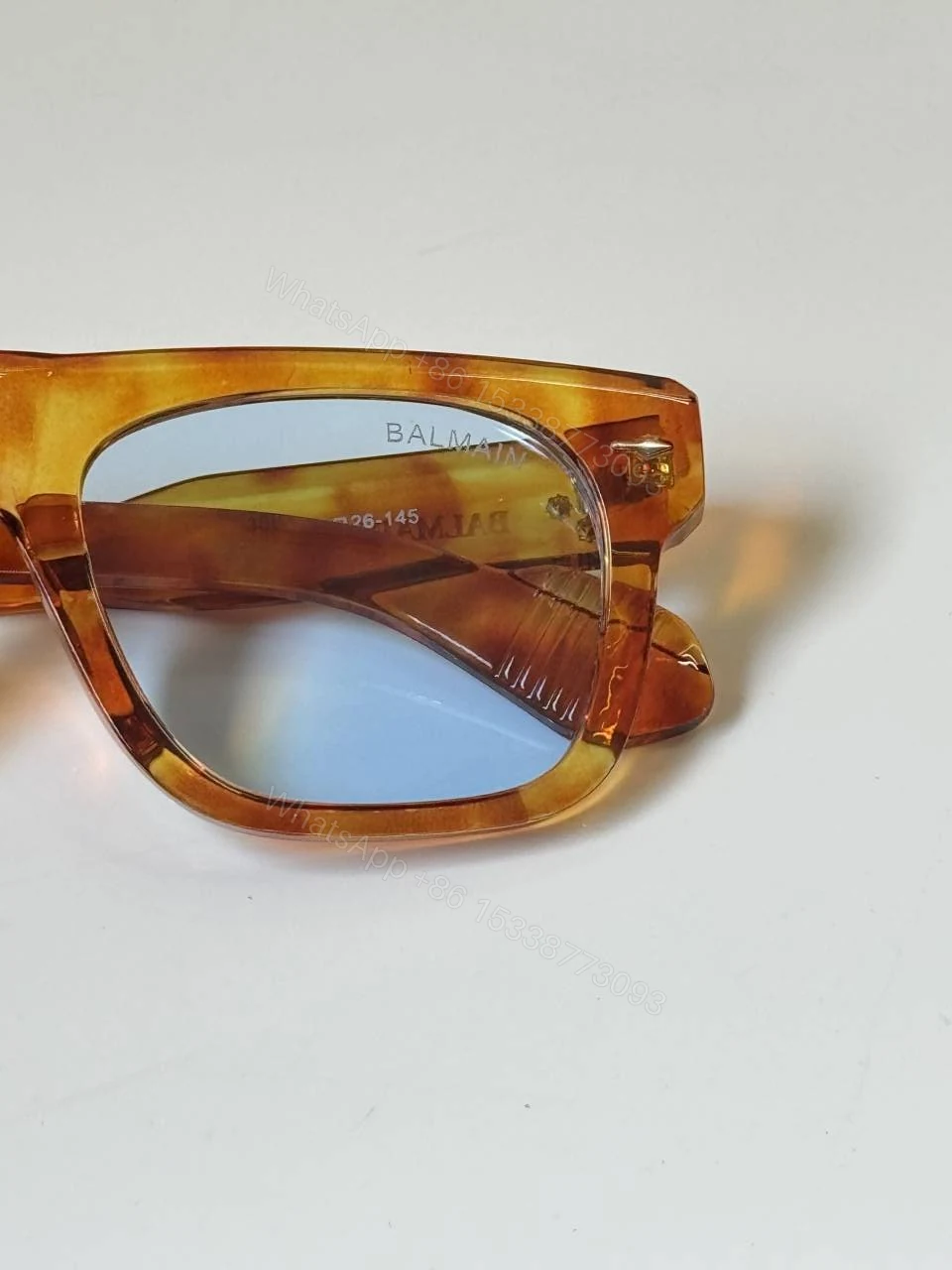 View 4 of First Copy Burberry Brown Square Sunglasses Blue Lens Unisex UV Protection