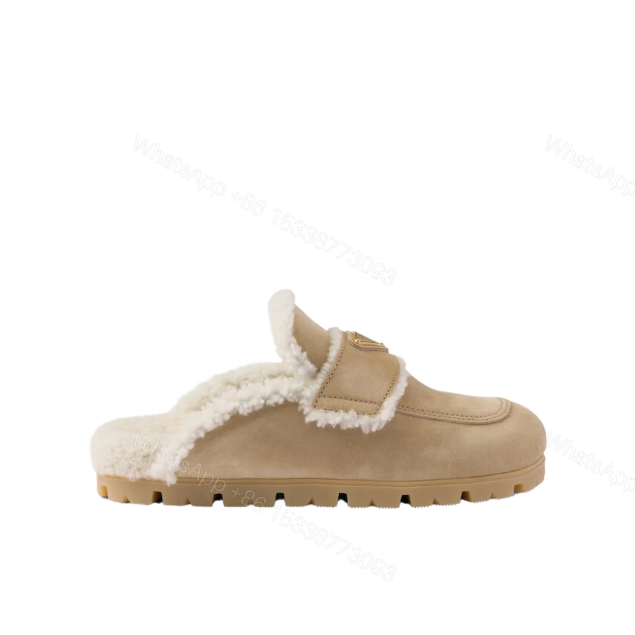 PRADA SUEDE AND SHEARLING SLIPPERS ECRU 1S711M X0O F0379 F ZG20 — view 1