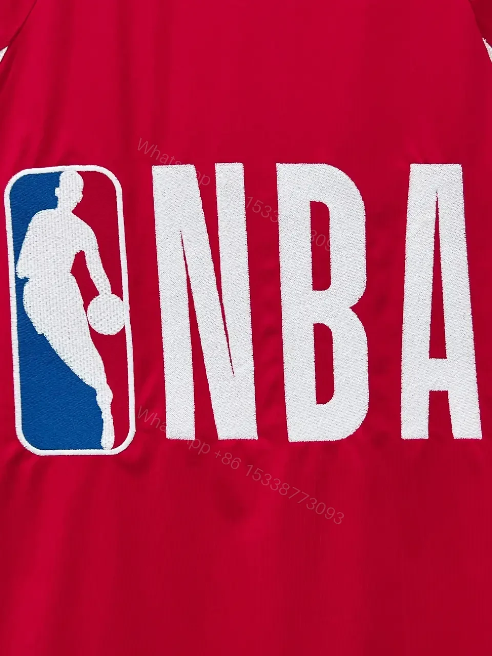 View 10 of Red Knit Jersey: Luxe Streetwear Crest Detail Top