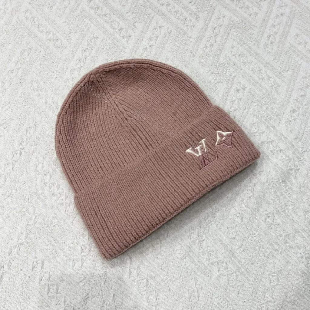 View 3 of Soft Knit Beanie: Subtle LV-Style Emblem, All-Season Style