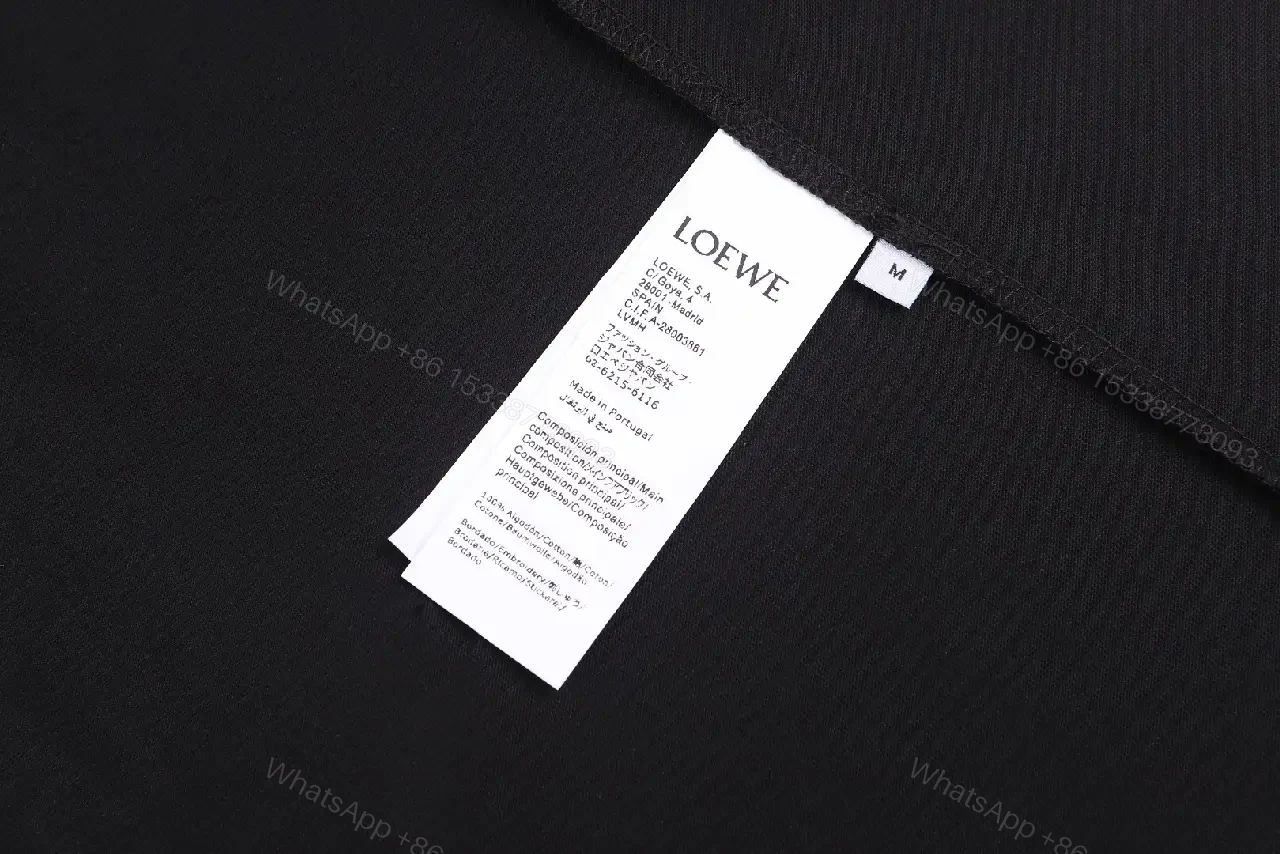 View 2 of Black Cotton Short-Sleeve T-Shirt with LOEWE Pocket Emblem