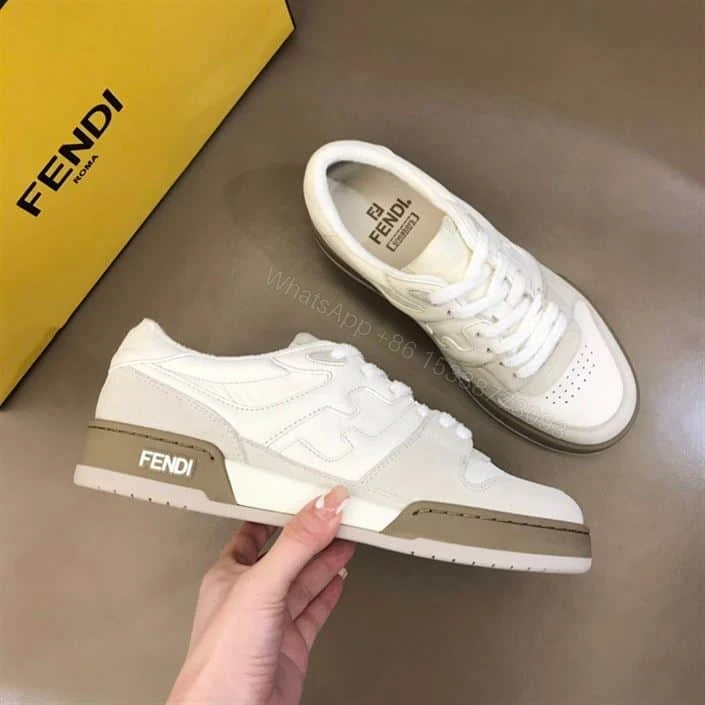 View 6 of Fendi Match Low-Top Sneakers In White Suede – FD31