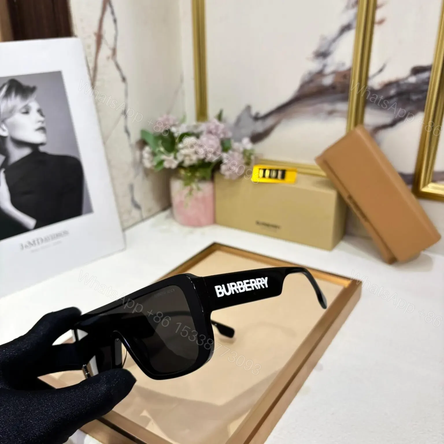 View 2 of Burberry C09P05-7 Black Sunglasses