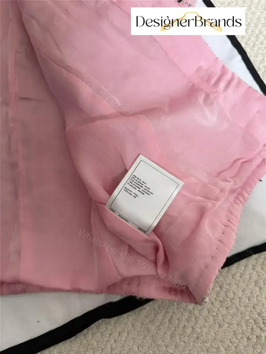 View 8 of Soft Pink Tweed Knit Cardigan Jacket with Button Front
