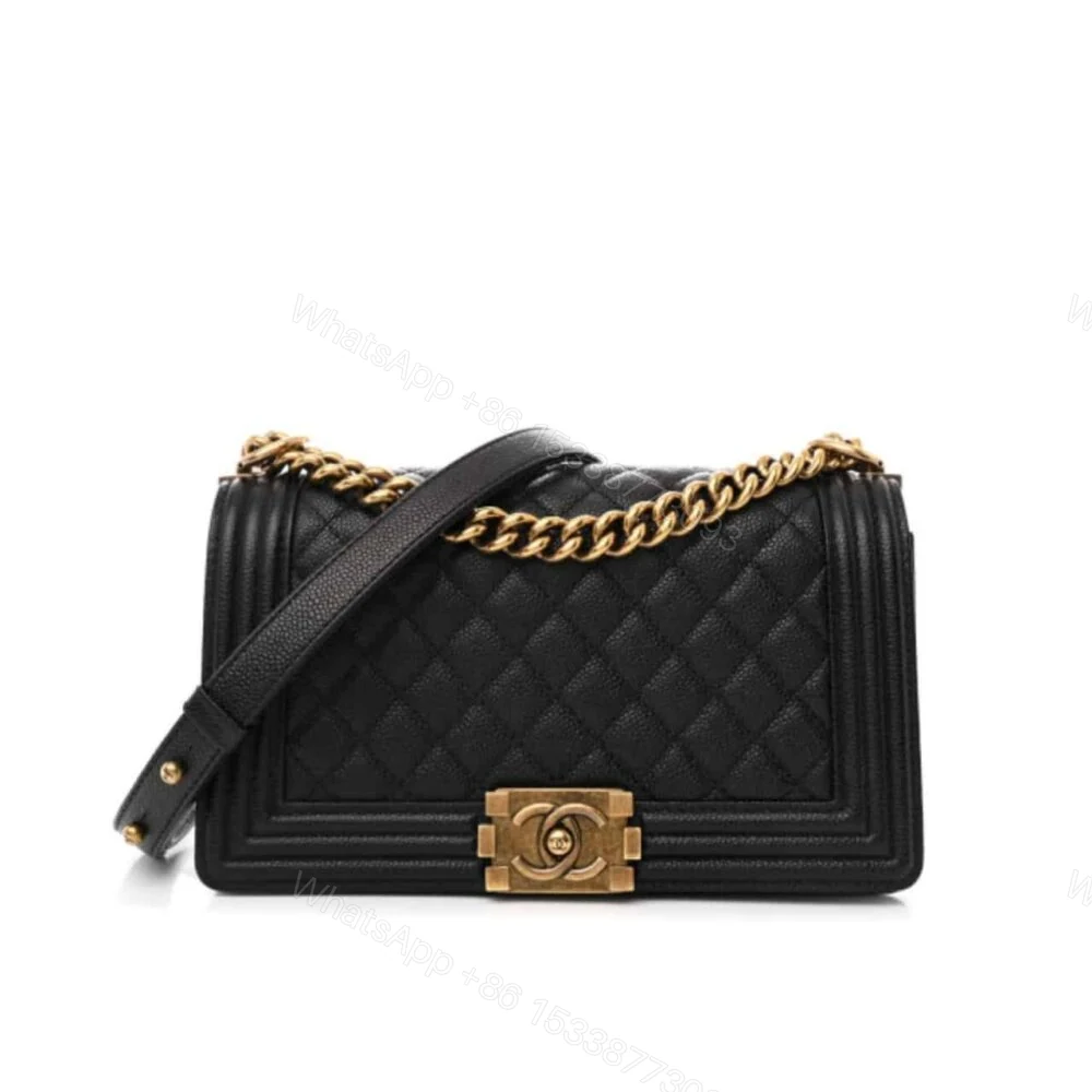 Chanel Medium Boy Bag Black Gold Hardware 25Cm — view 1