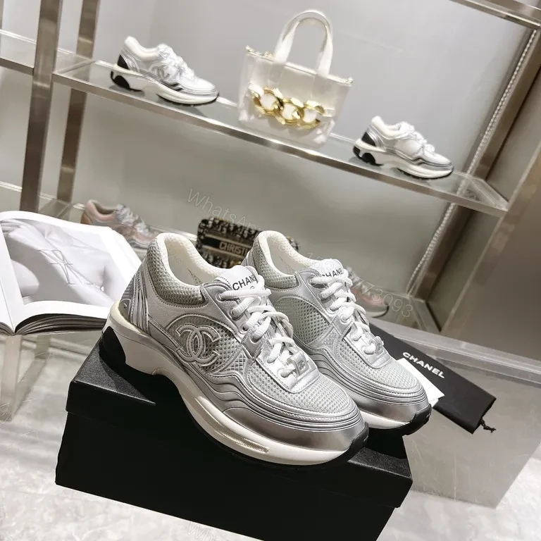 View 8 of Chic Silver-Accent Chanel-Inspired Luxury Sneakers