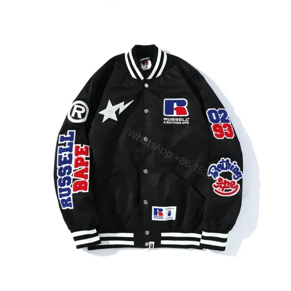 Bape x Russell College Varsity Jacket Black — view 2