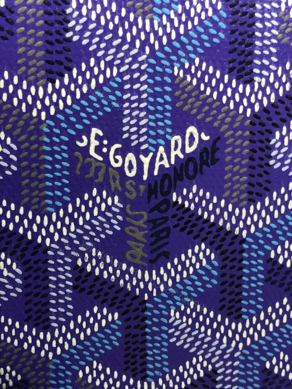 View 2 of Blue Card Geometric Pattern Vertical with GOYARD Branding