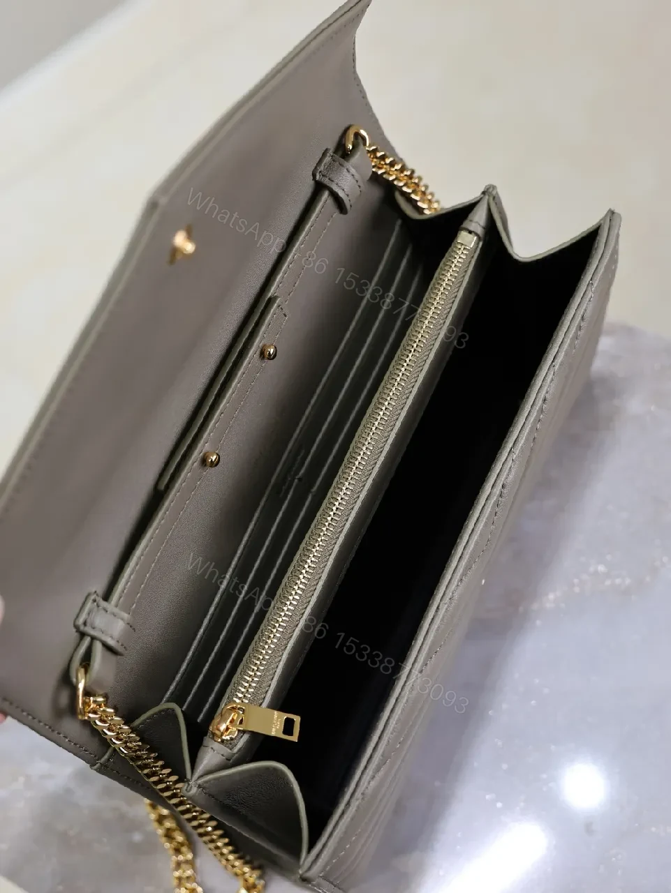 View 4 of Quilted Leather Wallet with YSL Hardware – Slim Luxury