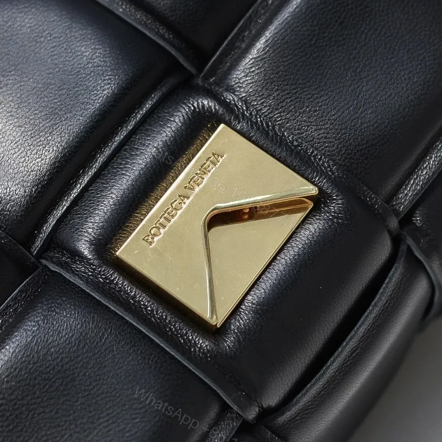 View 8 of Quilted Leather Bag with Gold Chain - Chic, Unisex Style
