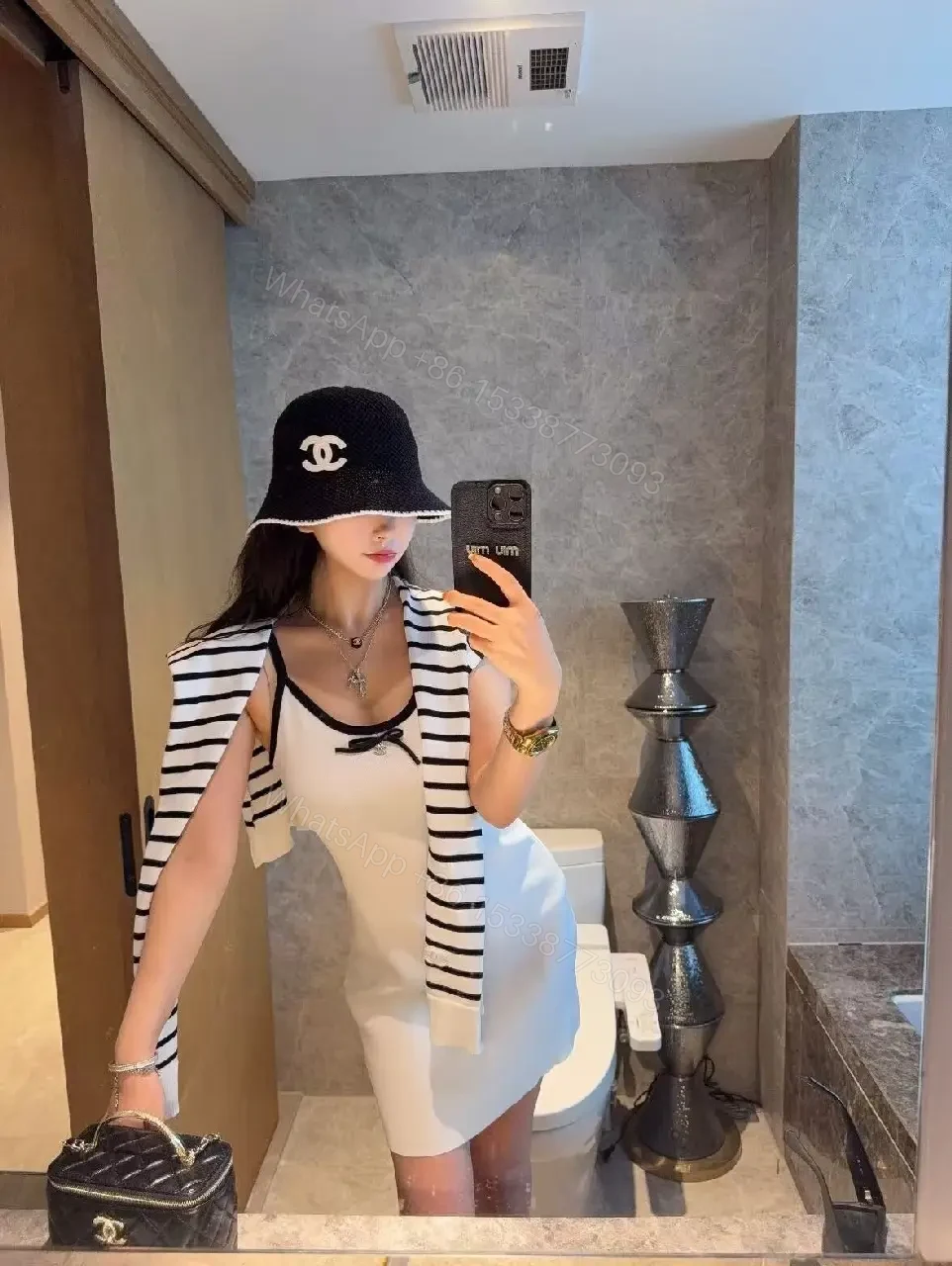 View 10 of Woven Bucket Hat: Dual-Color Luxe Texture, Logo Accent