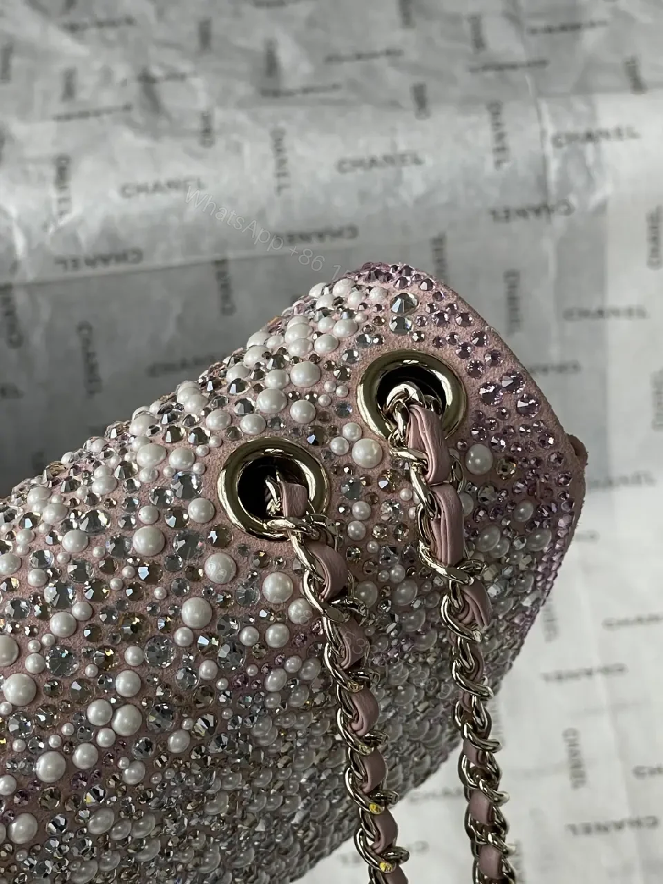 View 6 of Pink Rhinestone Mini Bag – Luxe Sparkle, Versatile chic