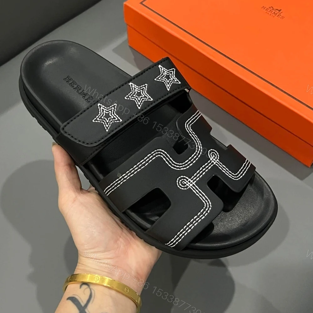 View 6 of Hermes Chypre Sandal Star Stitched Noir H232142Z 02340