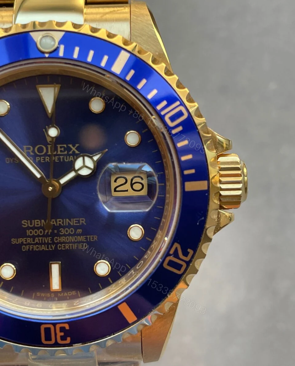 View 3 of Clean Factory 1:1 Rolex Submariner 116618 LB Best Edition Blue Ceramic YG Plated 904L Steel VS3135