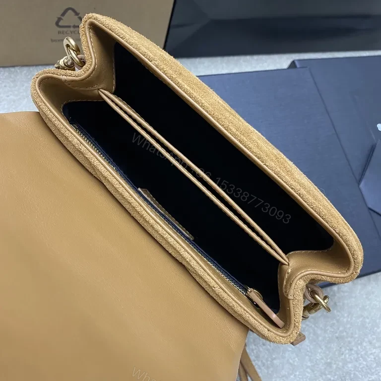 View 7 of Signature Suede Crossbody: Chevron + YSL Hardware Bag