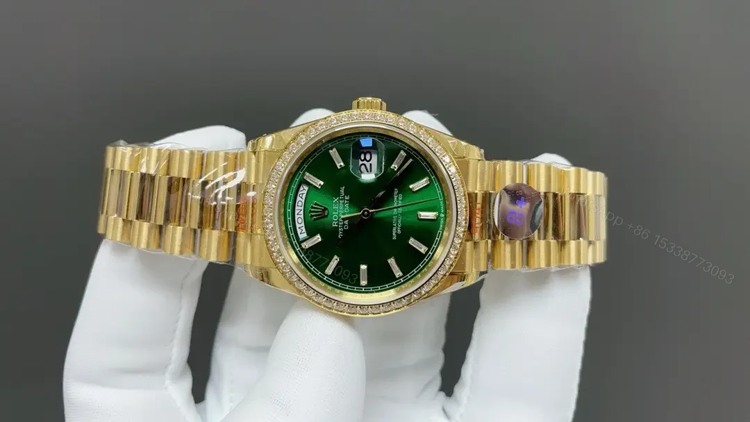 View 2 of Rolex Day-Date 36 Yellow Gold Diamonds President Green 118348-0161