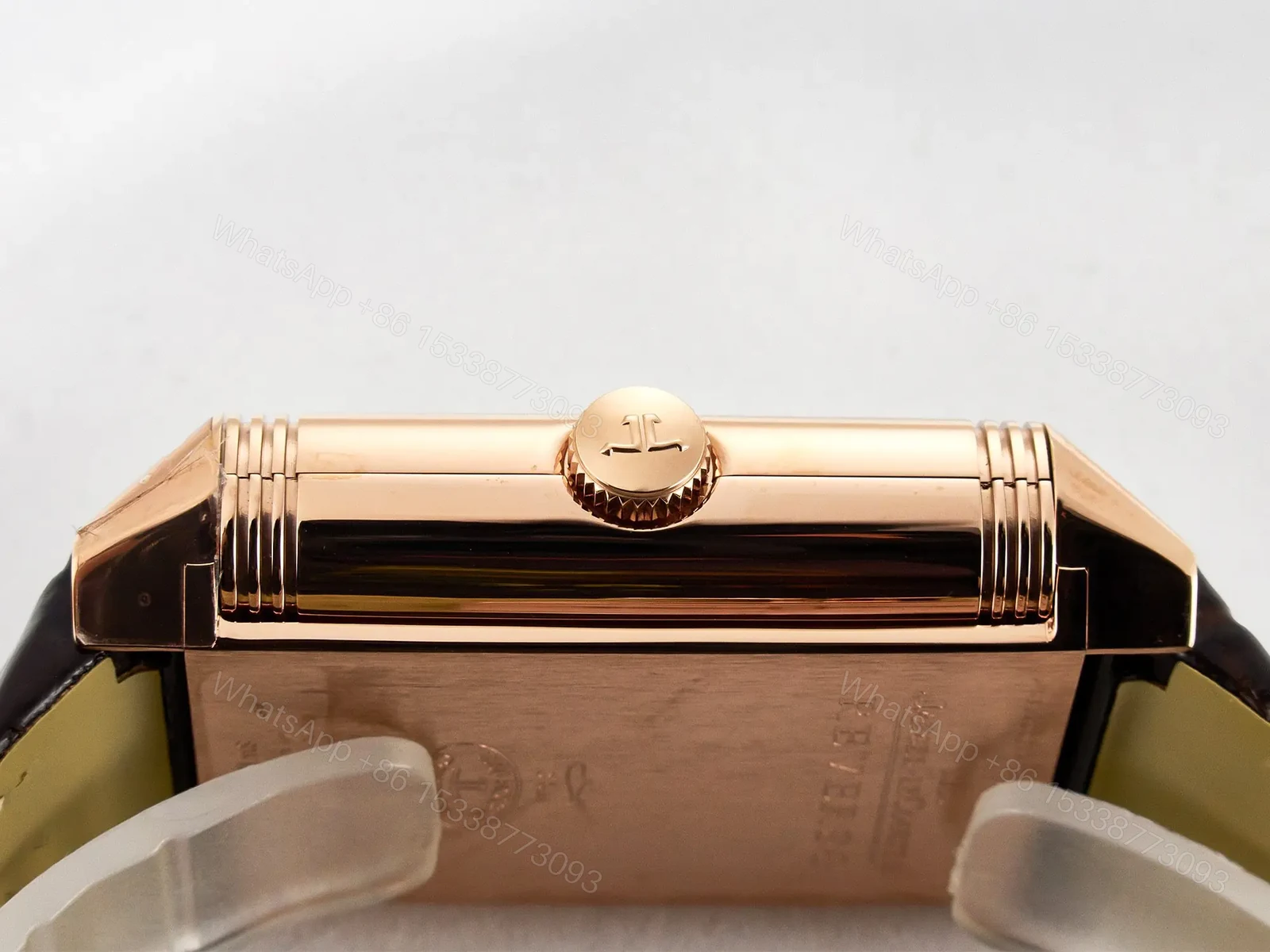 View 12 of Reverso Tribute Duoface Small Seconds RG MGF Best Edition White Spray Paint Dial on Black Leather Strap A854A
