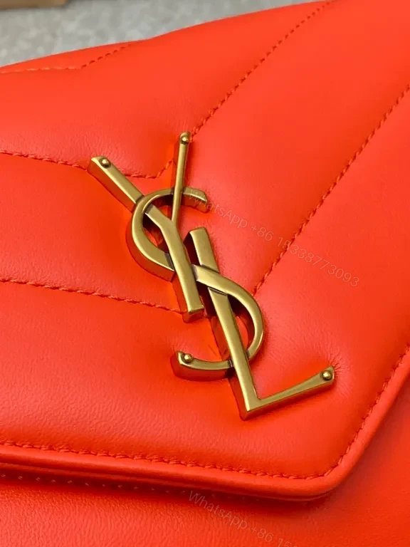 View 2 of Coral YSL Quilted Flap Bag: Luxe Everyday Statement