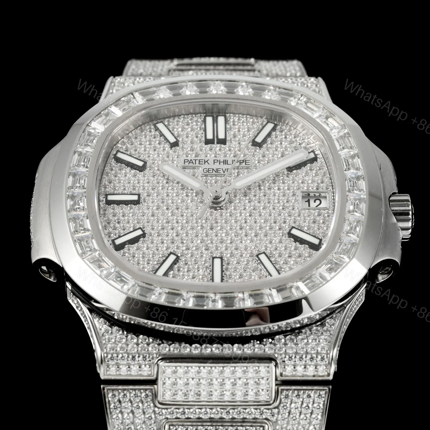 View 2 of Patek Philippe Nautilus 5711 BD1 Diamond Pavé Watch 40mm Full Diamond Bracelet Edition AMG-PP-BD1-5711-2600-DP