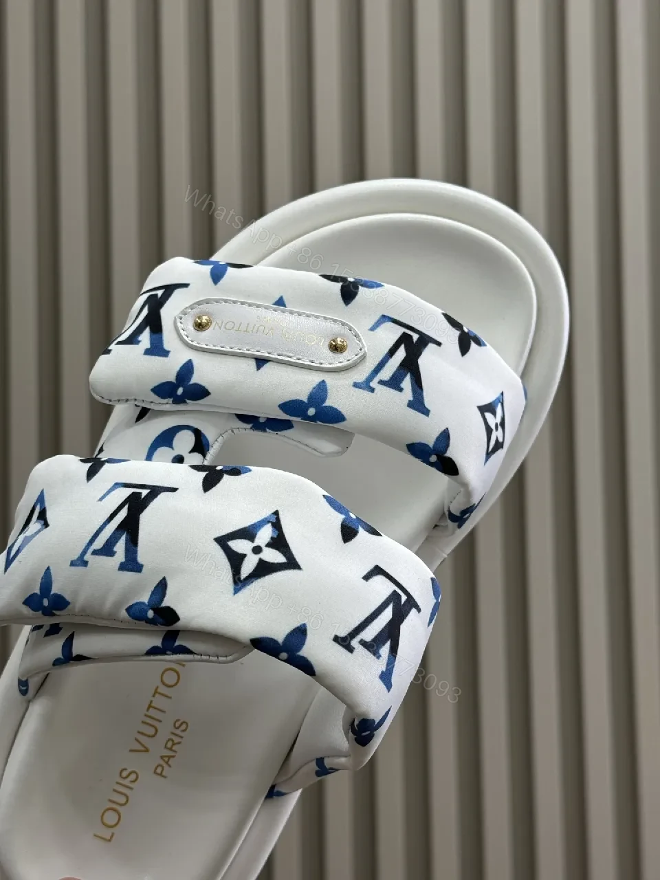 View 6 of Monogram-Pattern White Slip-Ons with Signature Logo