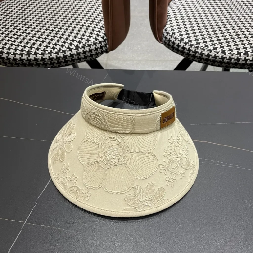 View 4 of Textured Embroidered Visor: Luxury Sun-Ready Accessory