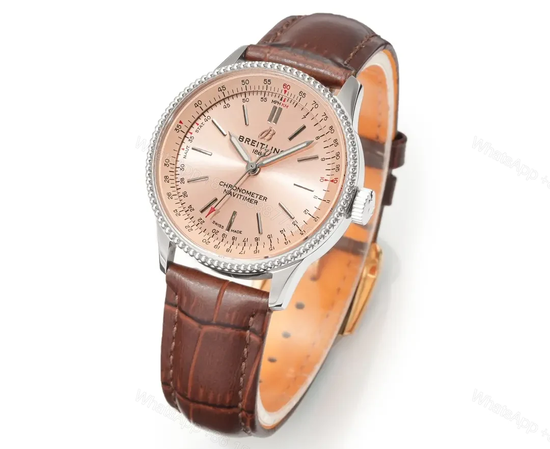 View 2 of Breitling Women’s Navitimer Automatic Watch – Copper Dial, Brown Leather Strap