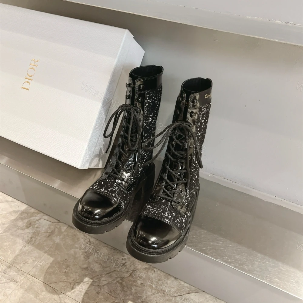 View 4 of 高仿Dior*D-Unit系列KDT132走秀款工裝中筒靴秋冬季黑色免檢版
