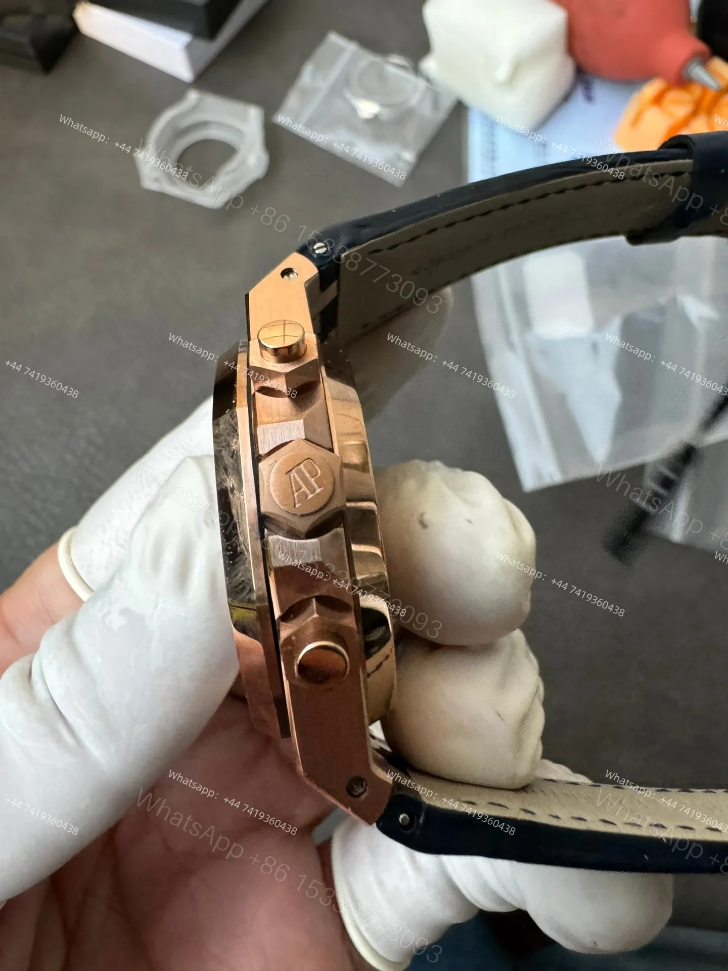 View 8 of Audemars Piguet Super Clone Royal Oak Rose Gold Blue Dial 26331OR Chronograph