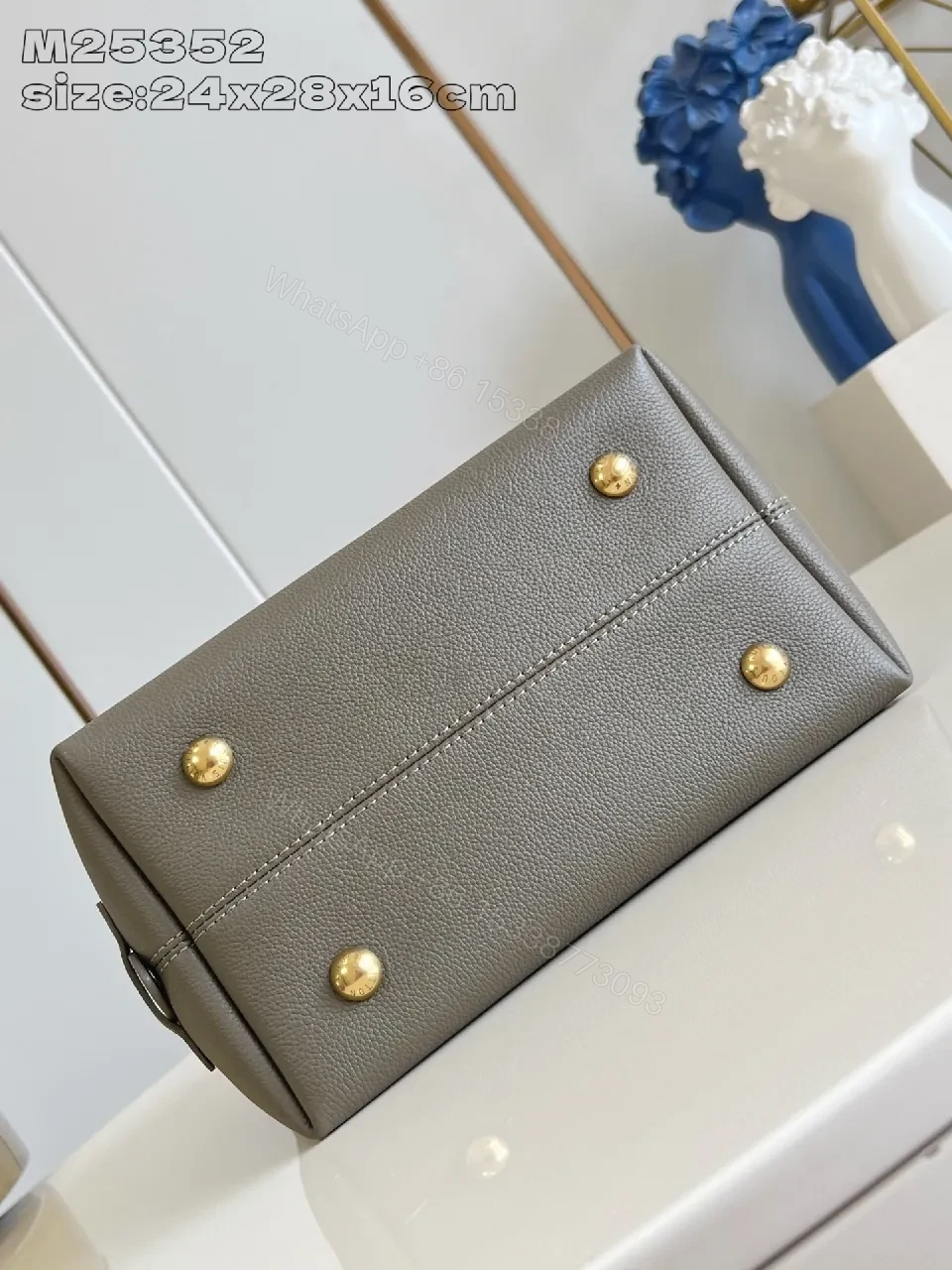 View 6 of Minimalist Structured Tote: Quiet Luxury, Pebble Leather Bag
