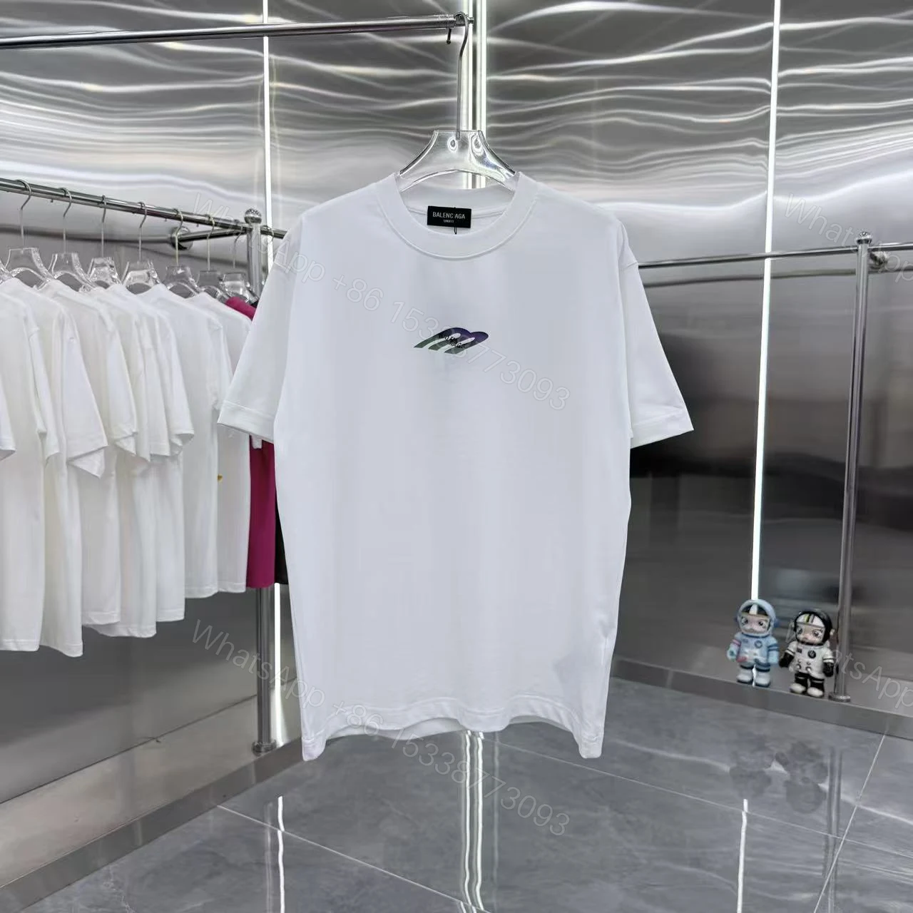 Balenciaga 一比一 男款 彩色極簡Logo短袖T恤 白色簡約潮流 — view 1