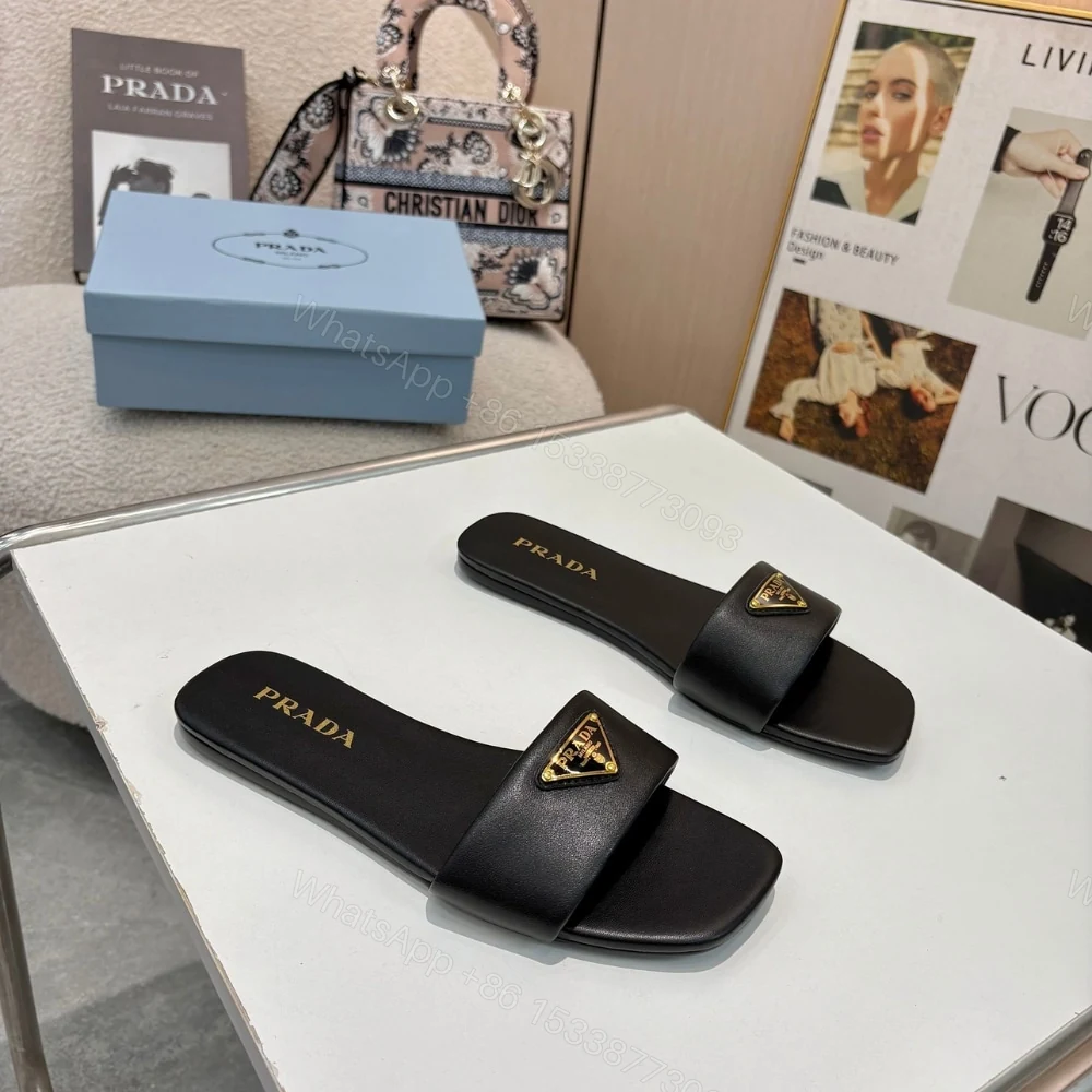 View 6 of PRADA LEATHER SLIDES BLACK 1XX355 070 F0002 F D005