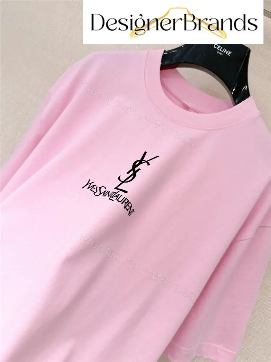 View 3 of Soft Pink Monogram Tee - Luxe Cotton Blend, Casual Couture