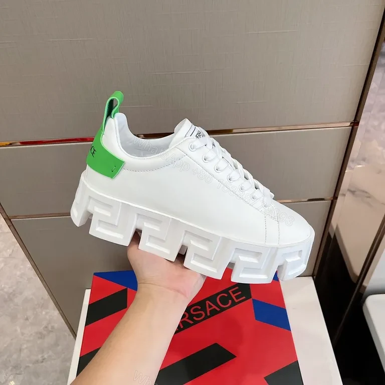 View 5 of White Platform Sneakers: Versace Geometry, Luxury Comfort