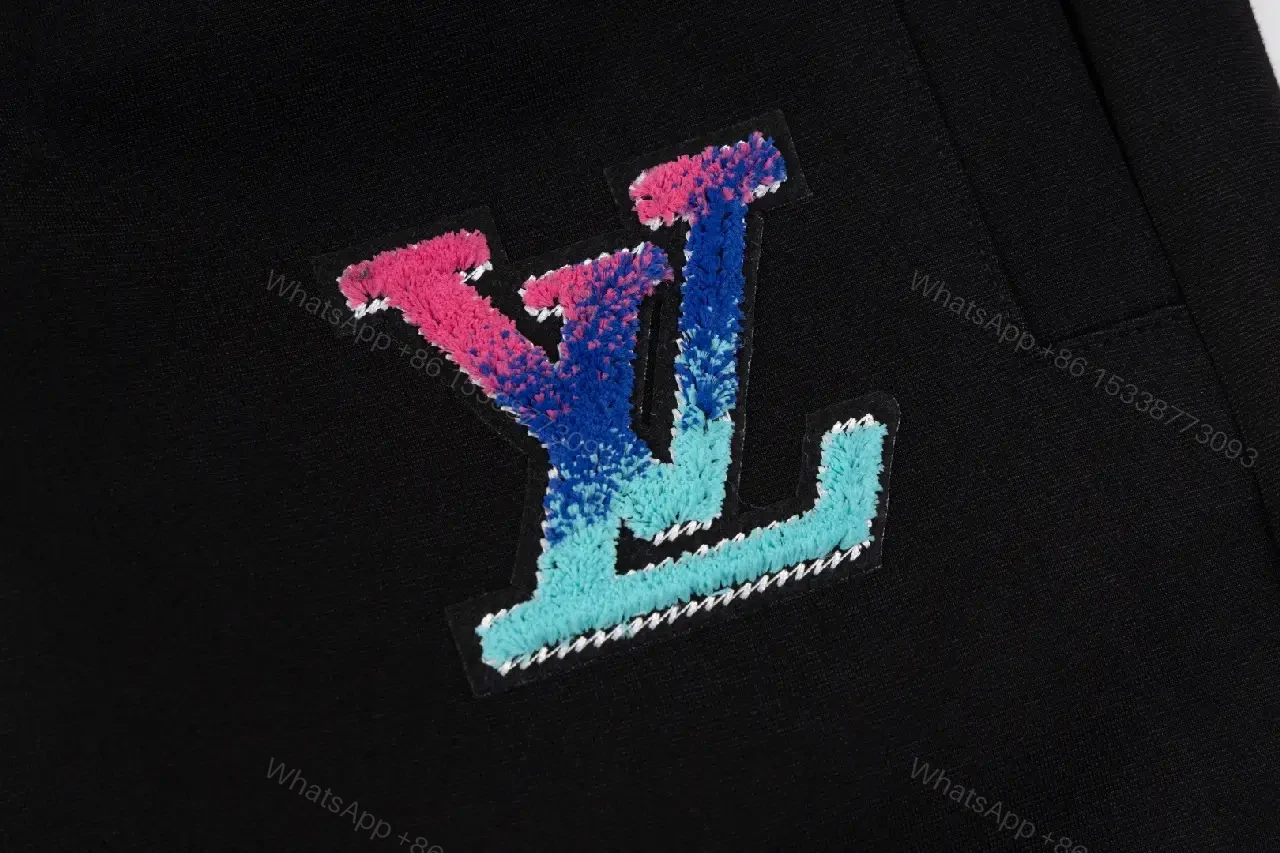 View 6 of Compact Luxury Sweatshorts: Rainbow LV-Inspired Logo, Slim Fit