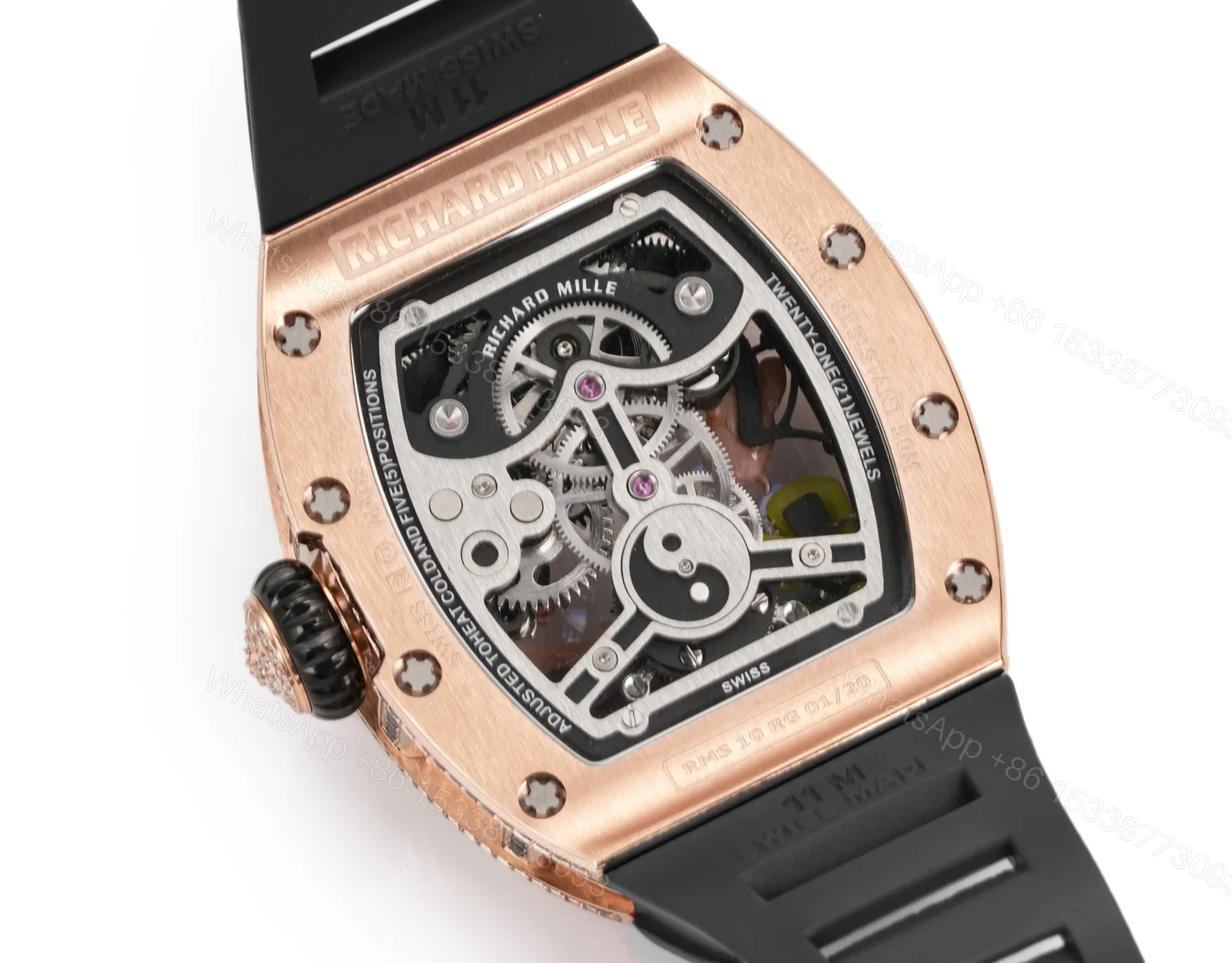 View 8 of Richard Mille RM S10 Koi Tourbillon Red Gold Diamond Black Strap Watch RMS10-KOI-BK