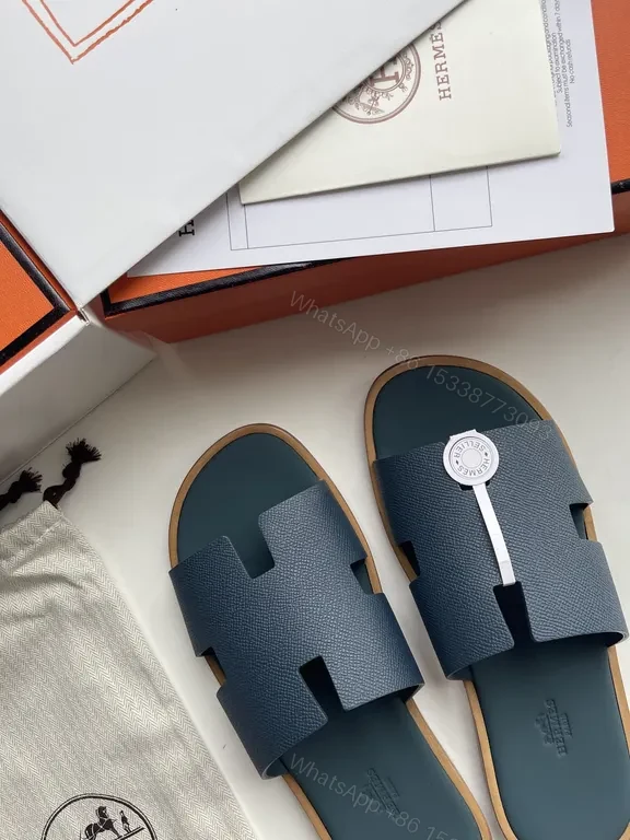 View 3 of Chic Teal Leather Slide - Texture, Luxe Icon Emblem, Unisex