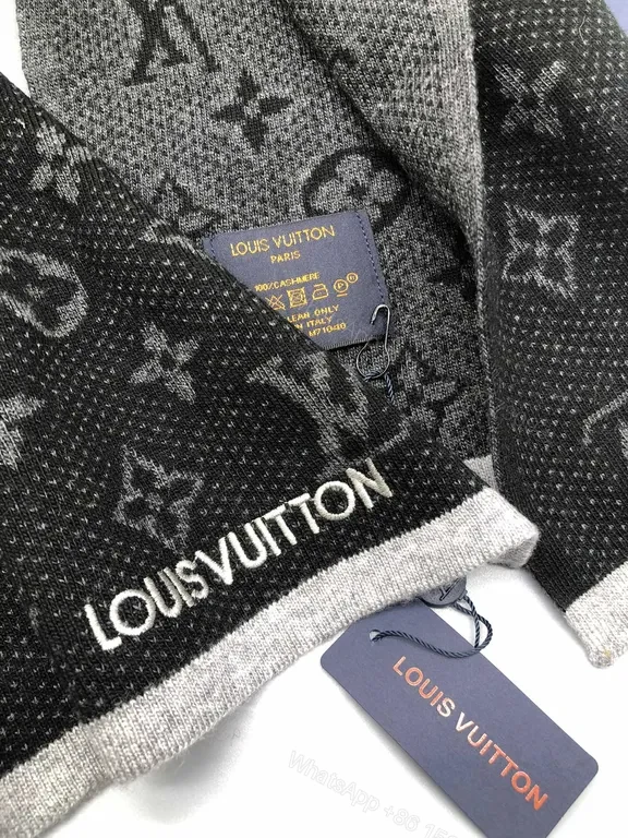 View 3 of Louis Vuitton Monogram Wool-Blend Scarf & Beanie Set, Luxury Warmth