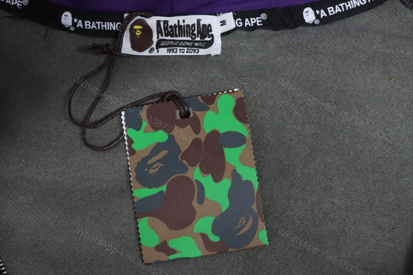 View 8 of BAPE Camouflage Double Hat Hoodie Dark Grey