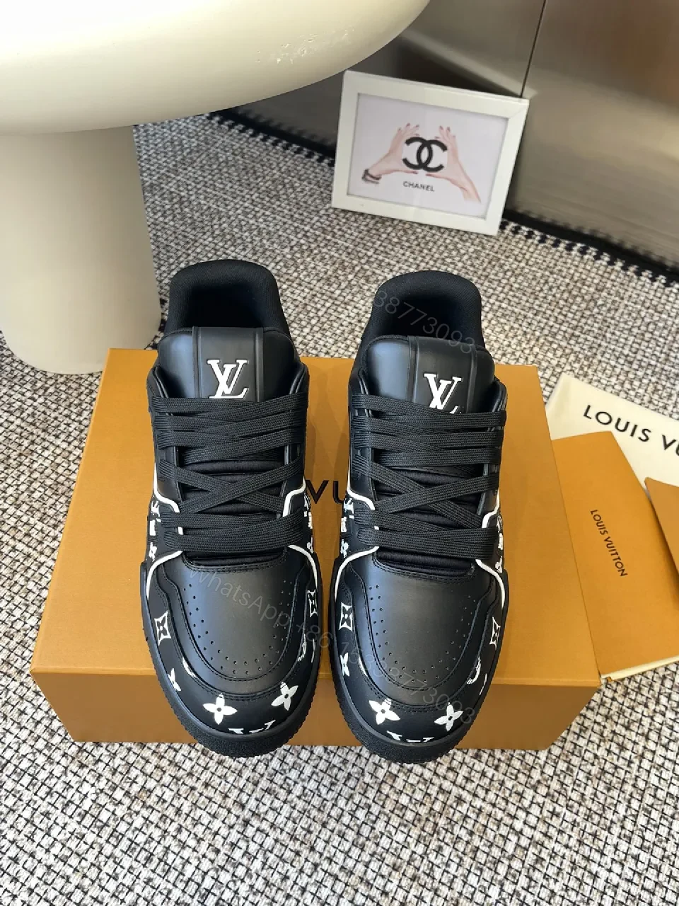 Bold Monogram-Accent High-Tops with LV Detailing Sneakers — view 1