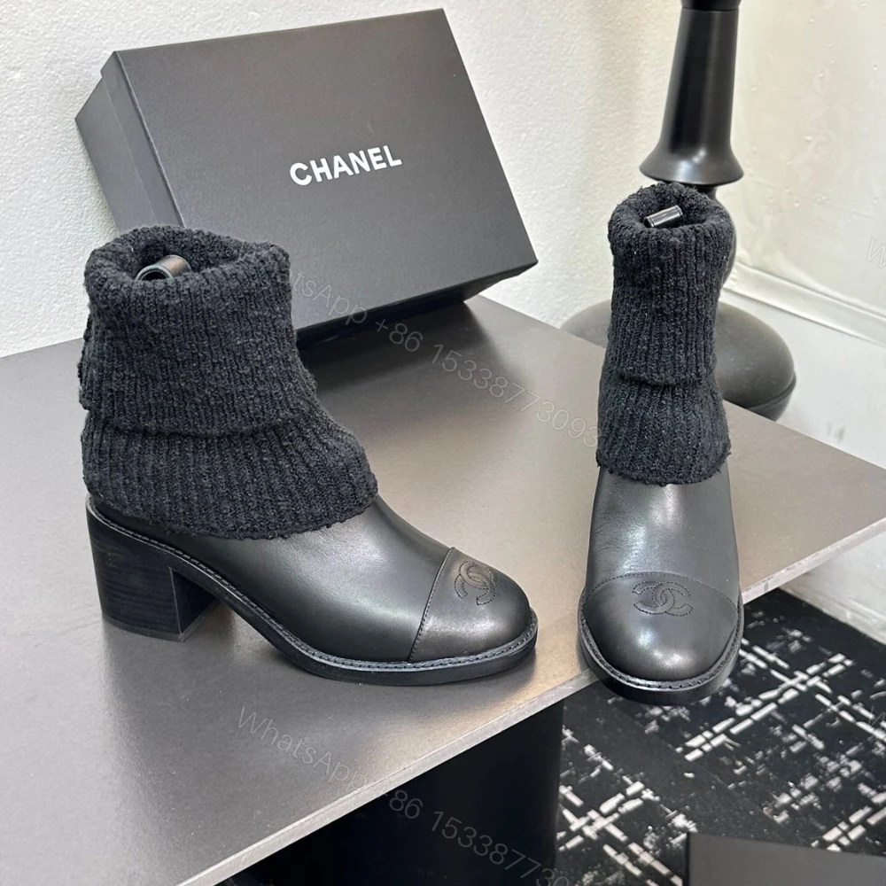 View 5 of CHANEL KNIT BOOTS BLACK