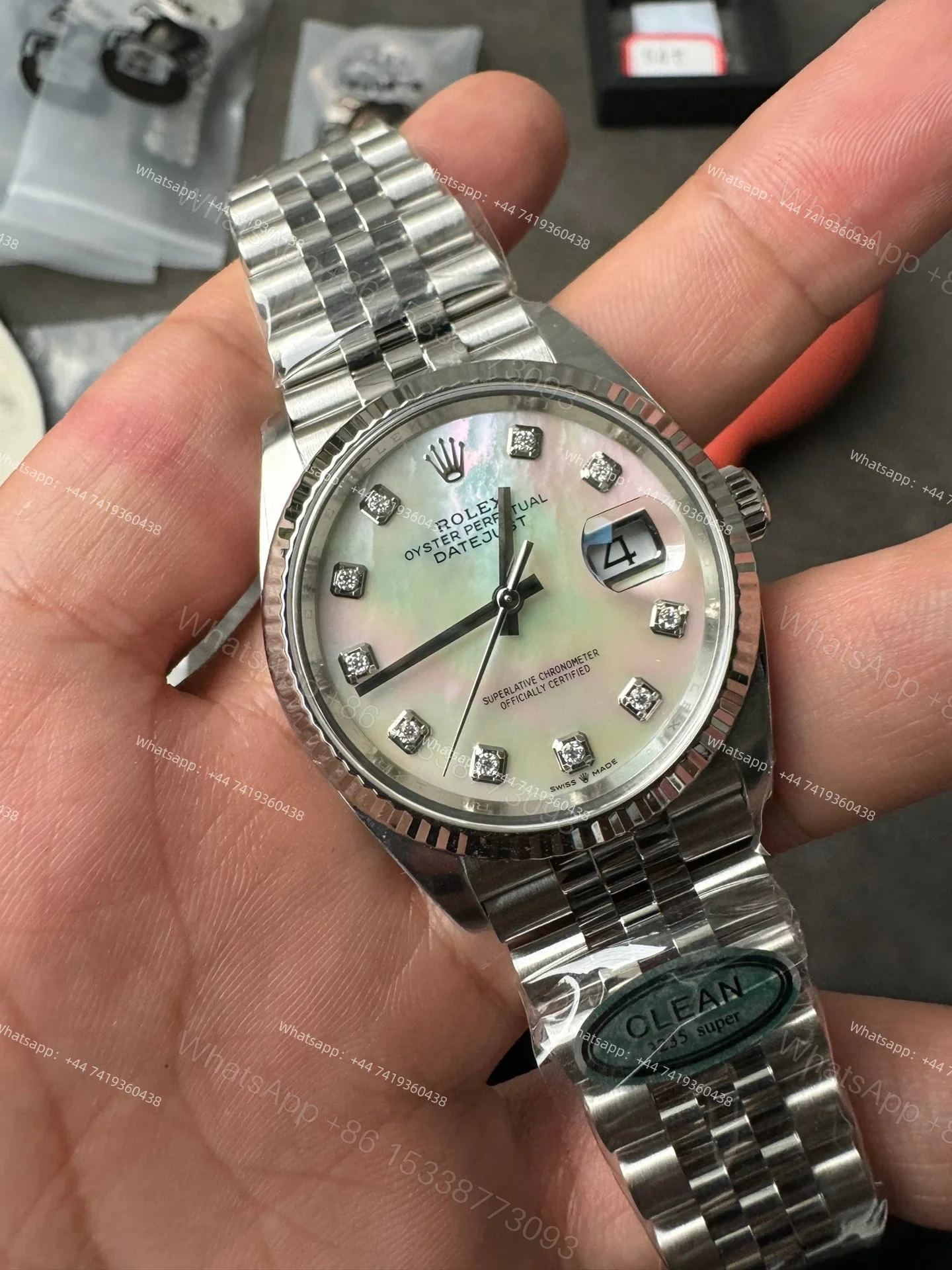 View 4 of Rolex Datejust M126234-0019 1:1 Replica Mother of Pearl Diamond Dial Jubilee 36MM 3235 Movement Super Clone Watch
