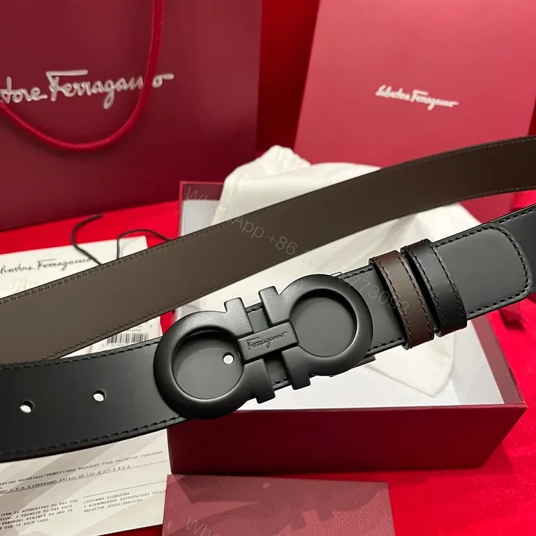 View 5 of Black Leather Belt with Double-G Buckle â€“ Italian Craftsmanship