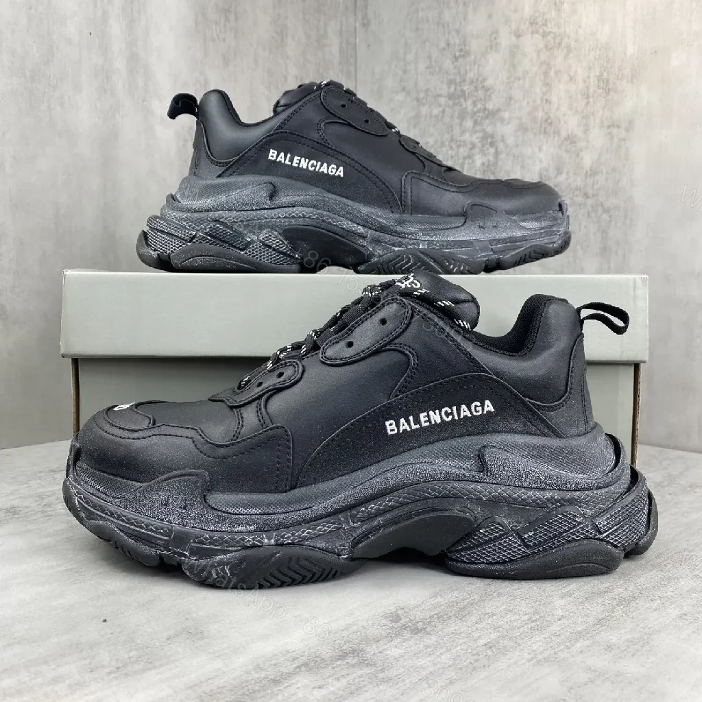 Chunky Black Leather Textured Runways: Luxe Comfort Sneakers — view 1