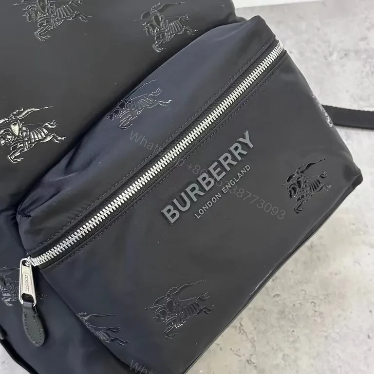 View 7 of Charcoal Burberry Monogram Leather-Trim Backpack for City Life