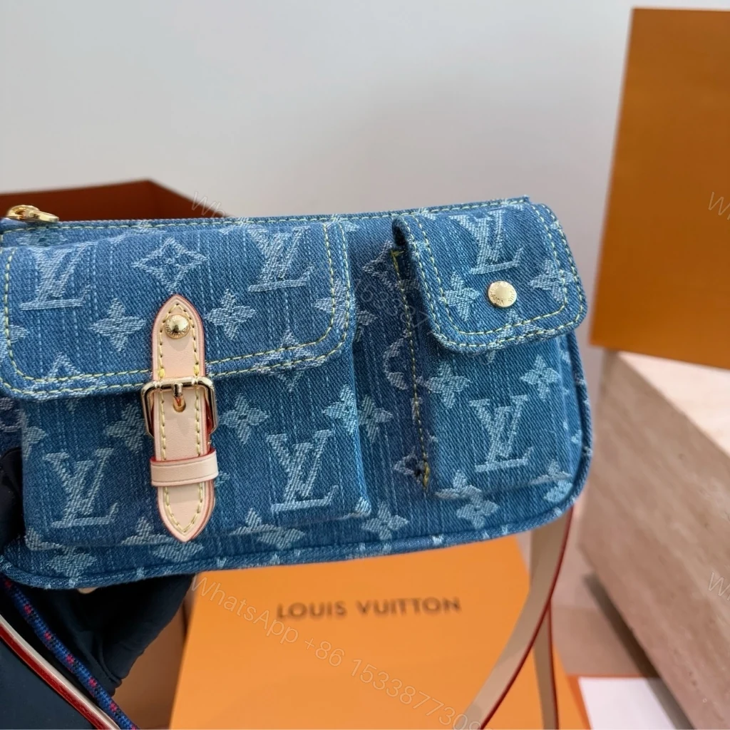 View 3 of Louis Vuitton Pochette Accessoire Cargo Blue Denim 23cm M27602