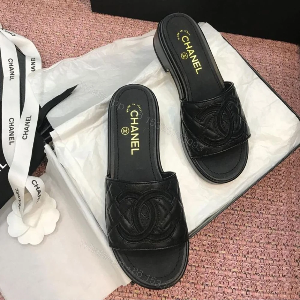 View 3 of Chanel Quilted CC Logo Mules Black
